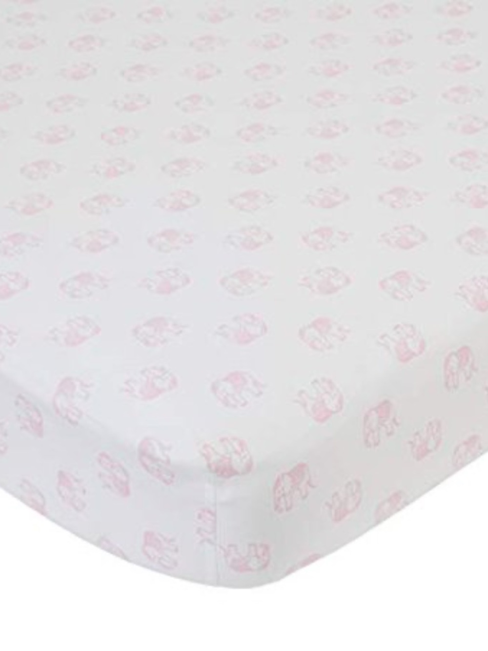 NoJo Serendipity Pink Elephant Print 100% Cotton Fitted Crib Sheet, White pink